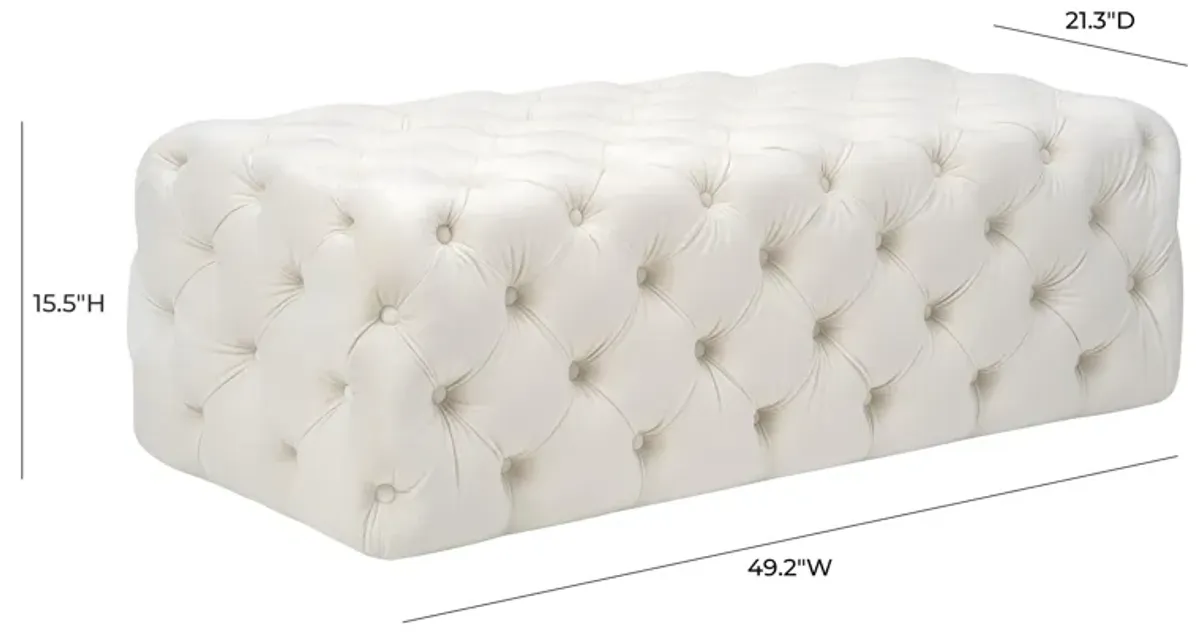 Kaylee Cream Velvet Ottoman