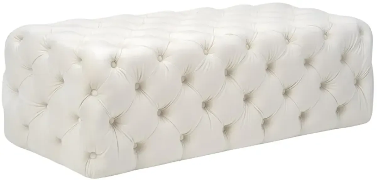 Kaylee Cream Velvet Ottoman