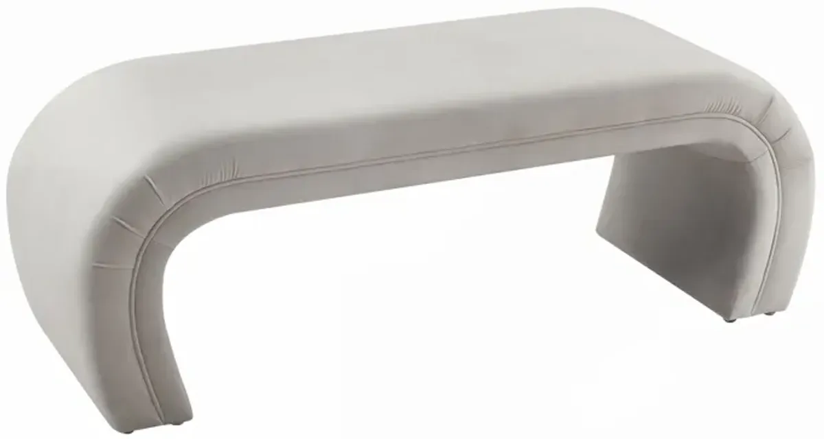 Kenya Light Grey Velvet Bench