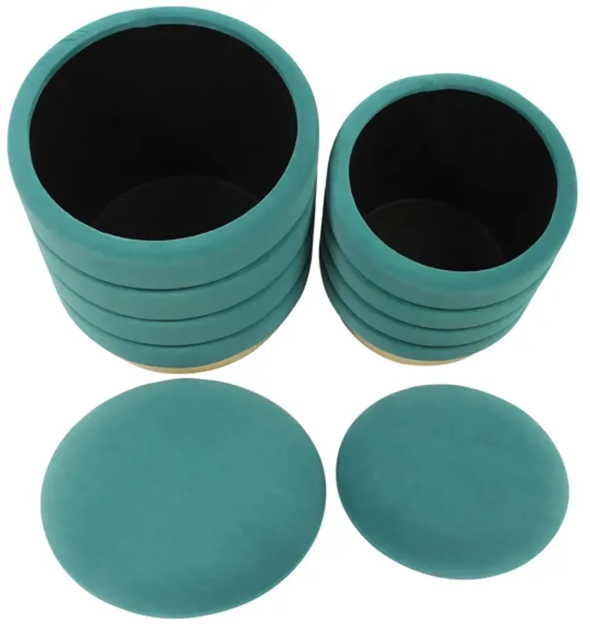 Saturn Teal Storage Ottomans - Set of 2