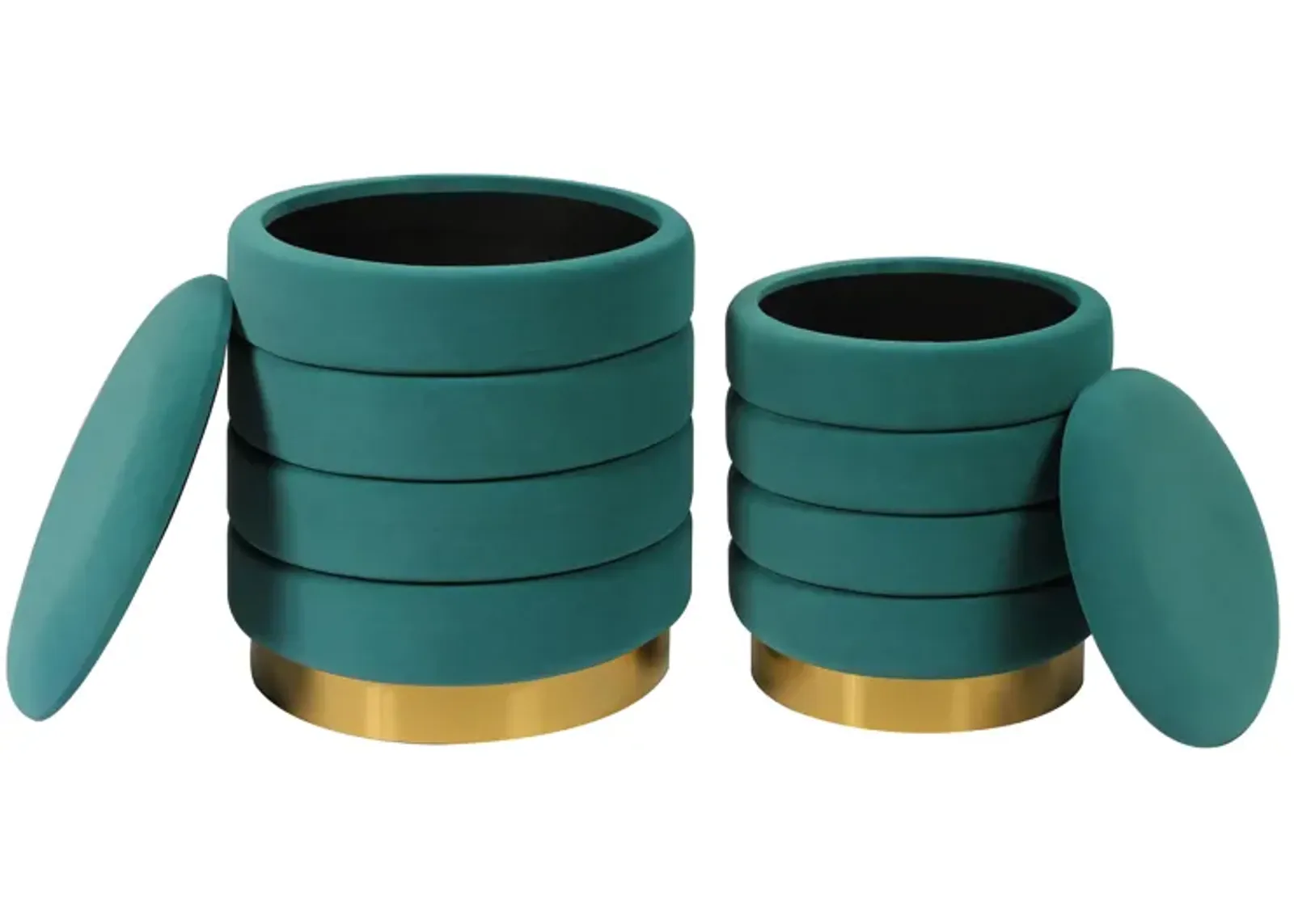 Saturn Teal Storage Ottomans - Set of 2