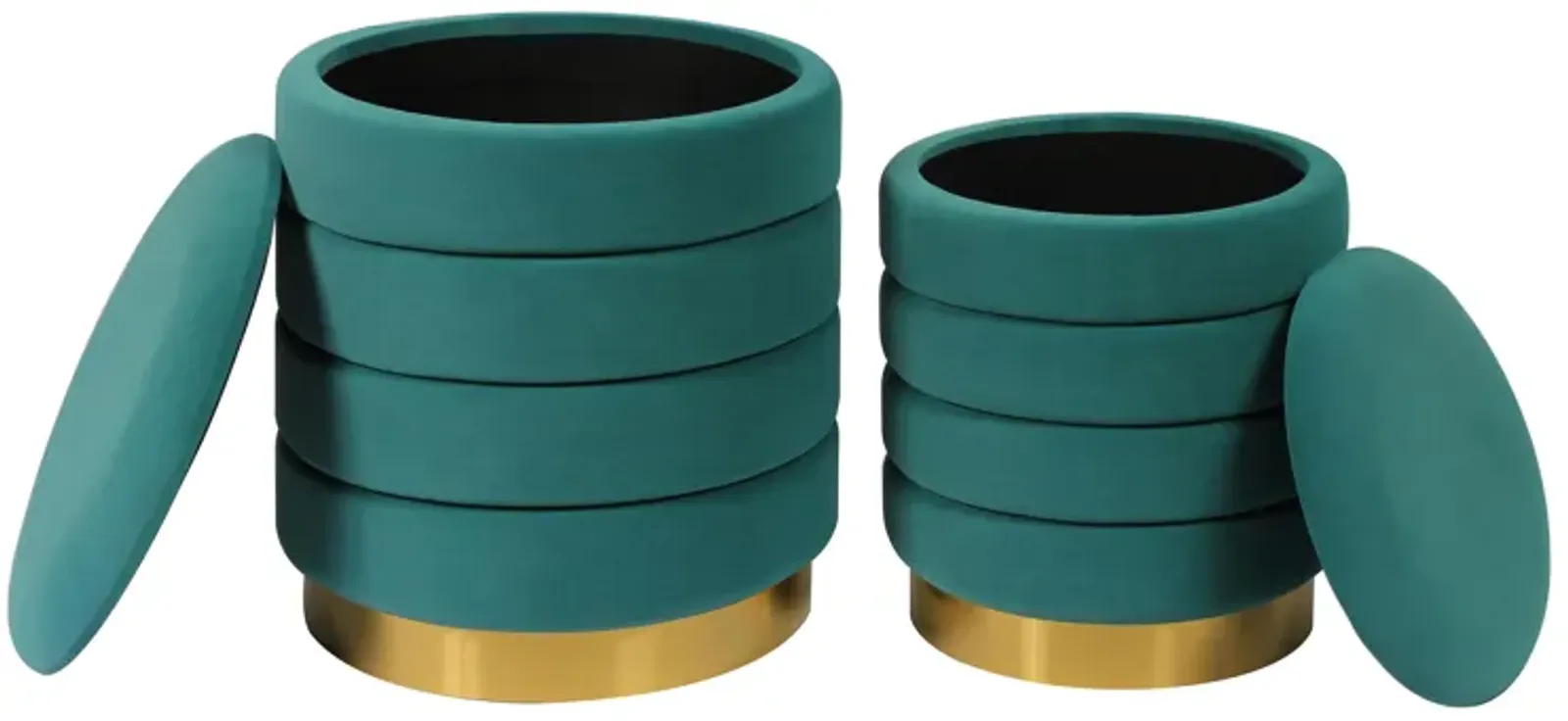 Saturn Teal Storage Ottomans - Set of 2