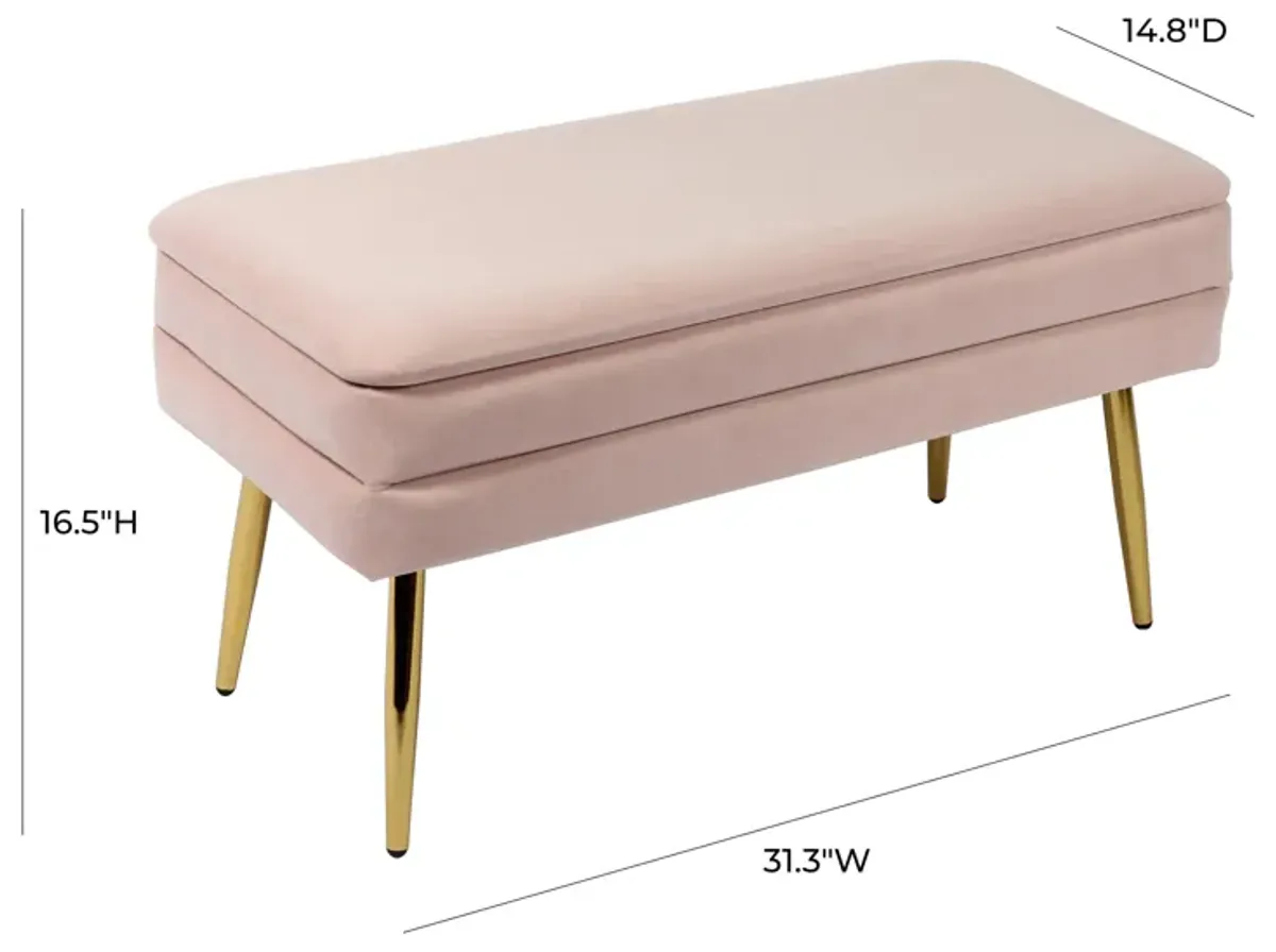 Ziva Blush Velvet Storage Bench