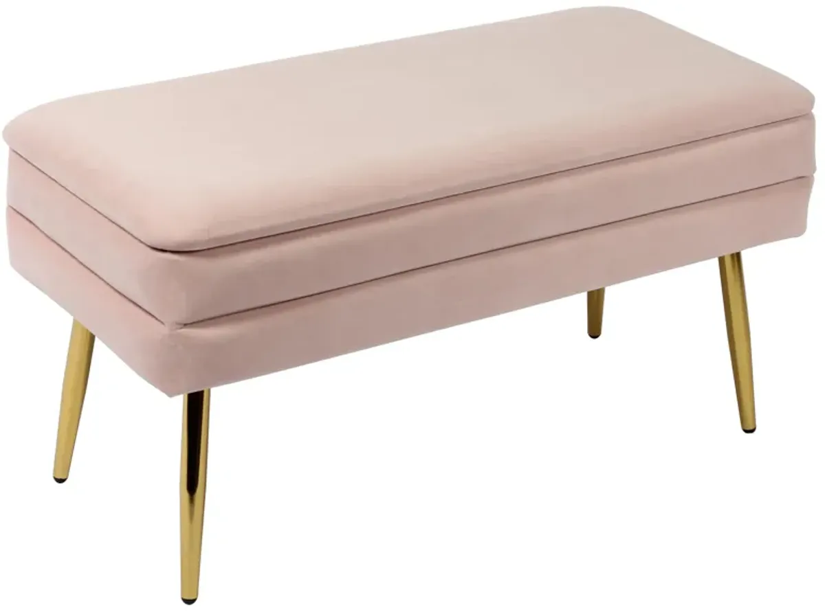 Ziva Blush Velvet Storage Bench