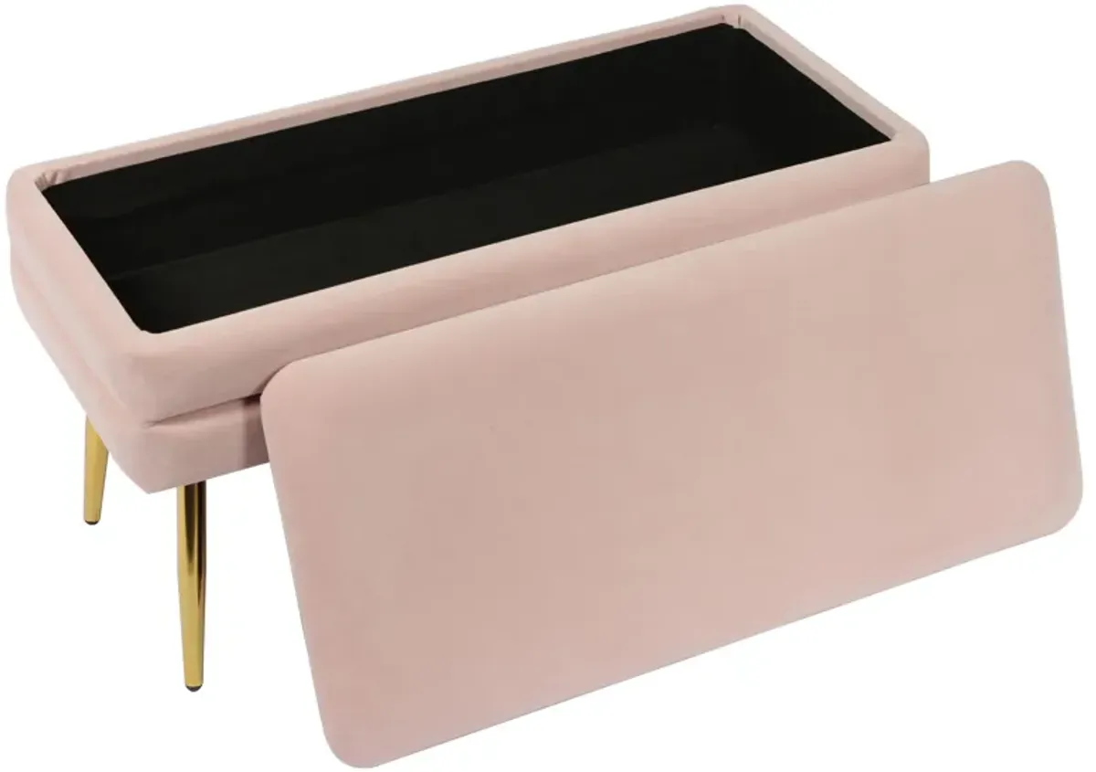 Ziva Blush Velvet Storage Bench