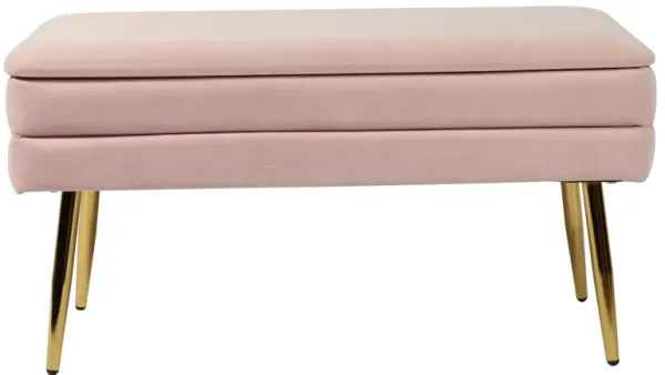 Ziva Blush Velvet Storage Bench