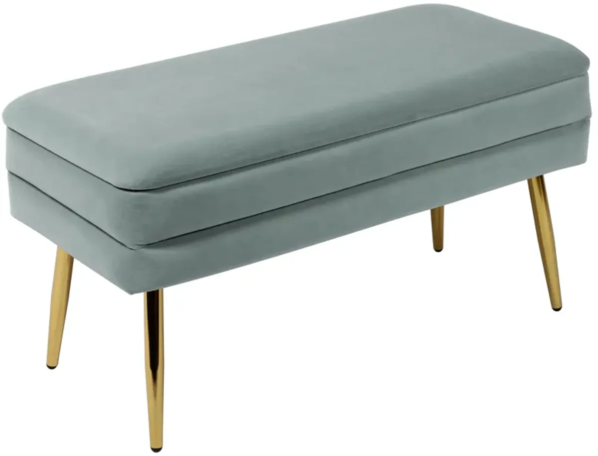 Ziva Sea Blue Velvet Storage Bench