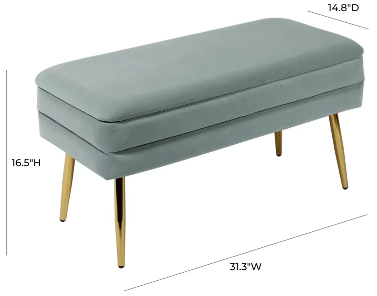 Ziva Sea Blue Velvet Storage Bench