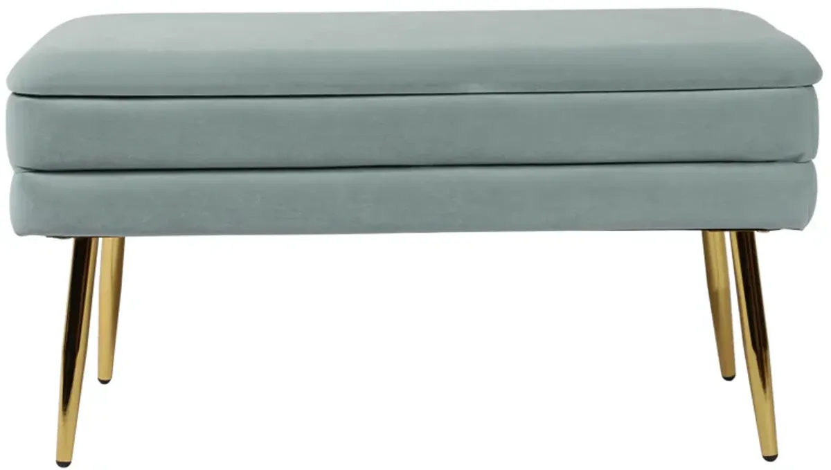 Ziva Sea Blue Velvet Storage Bench