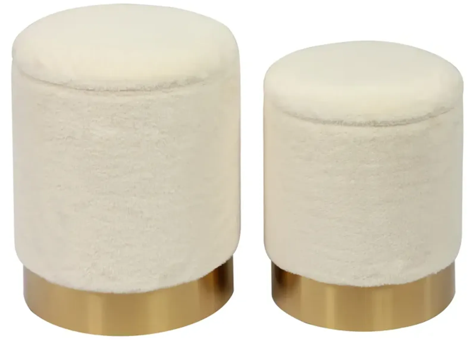 Teddy Faux Sheepskin Storage Ottomans - Set of 2