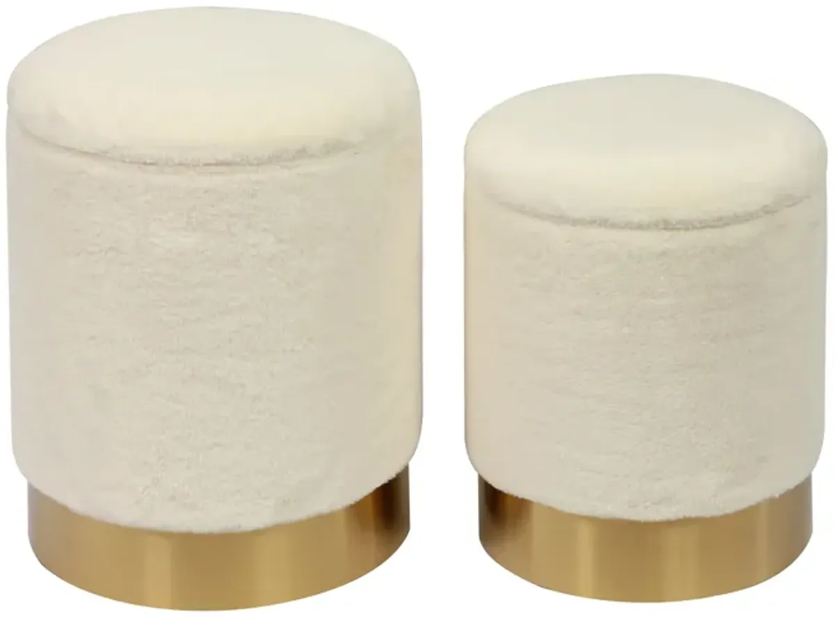 Teddy Faux Sheepskin Storage Ottomans - Set of 2