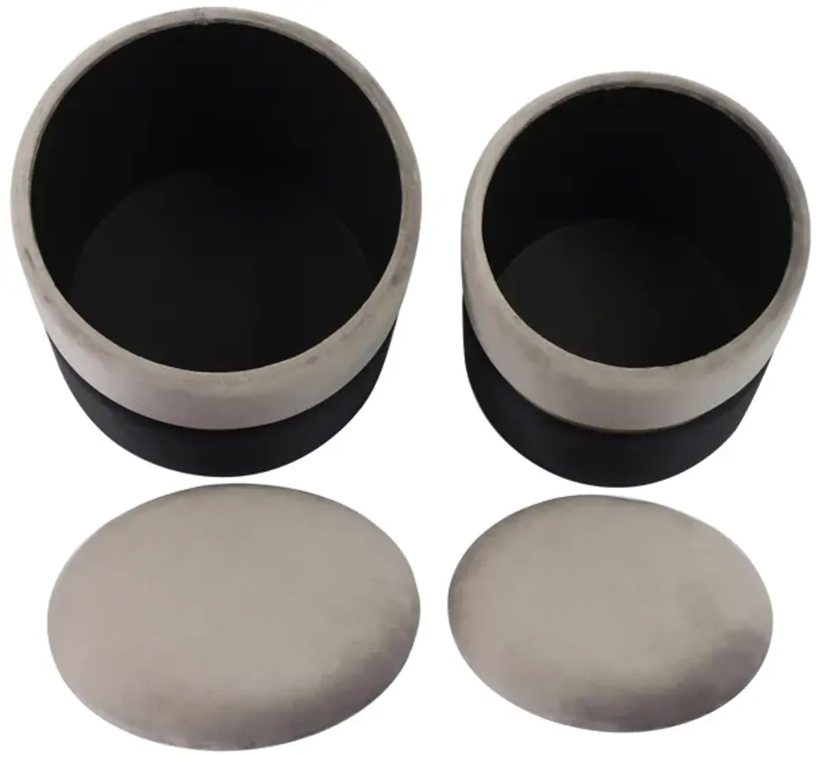 Gigi Grey Velvet Storage Ottomans - Set of 2