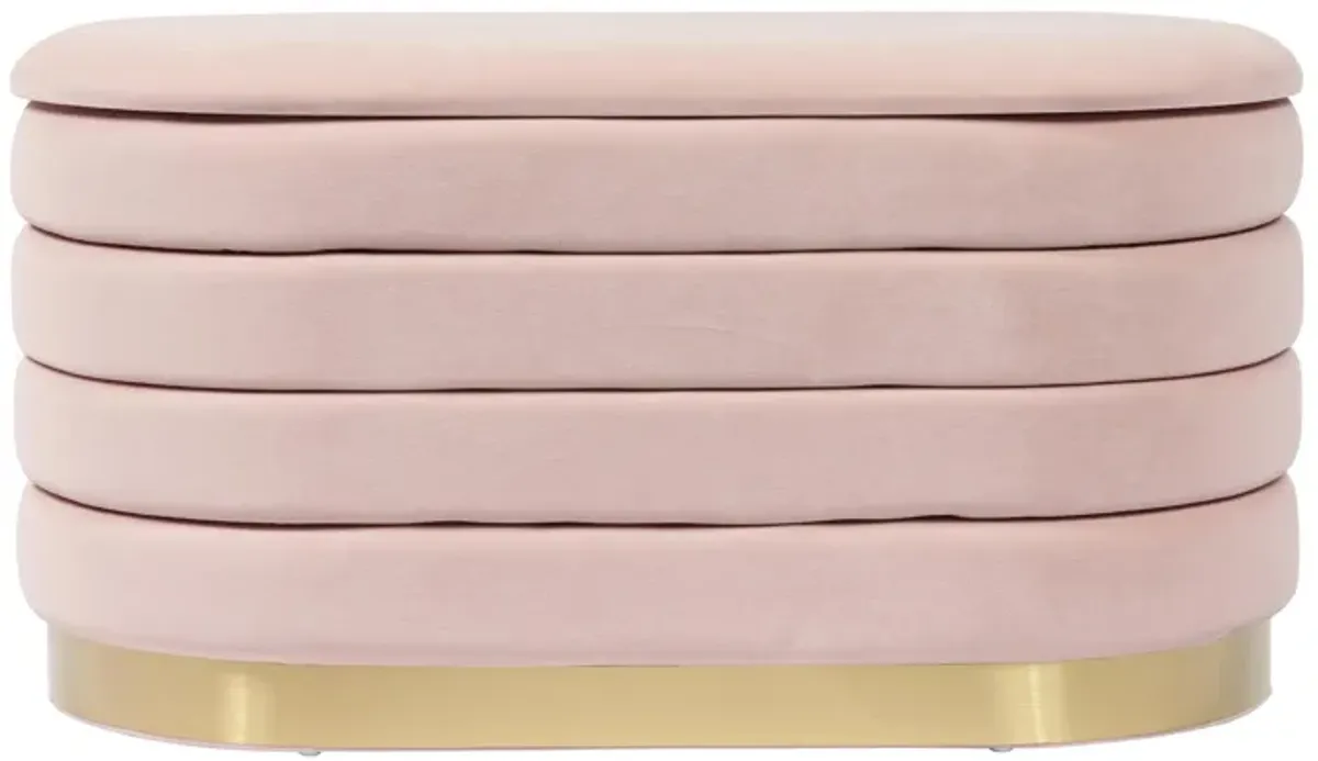 Lillian Blush Velvet Storage Bench