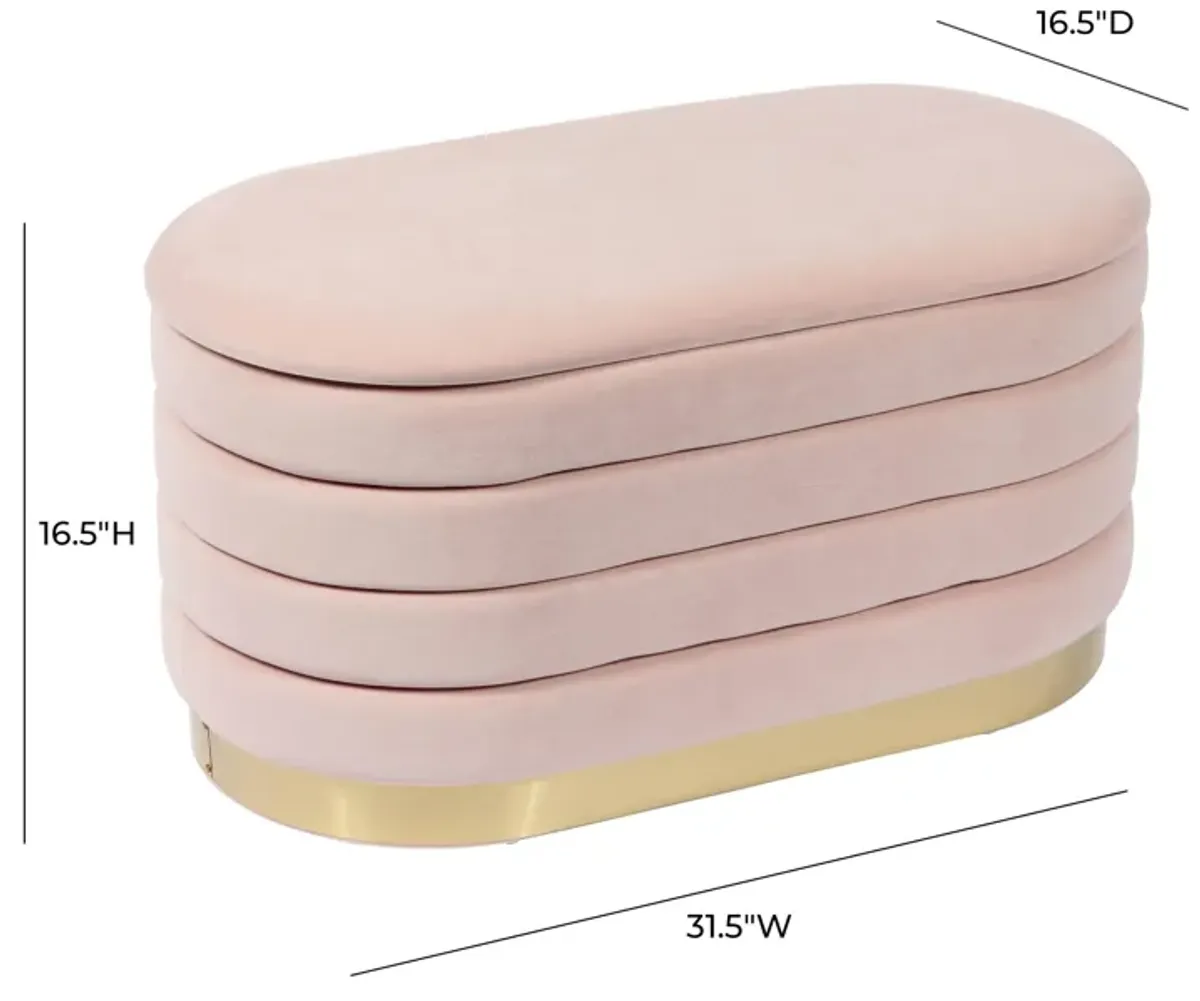 Lillian Blush Velvet Storage Bench