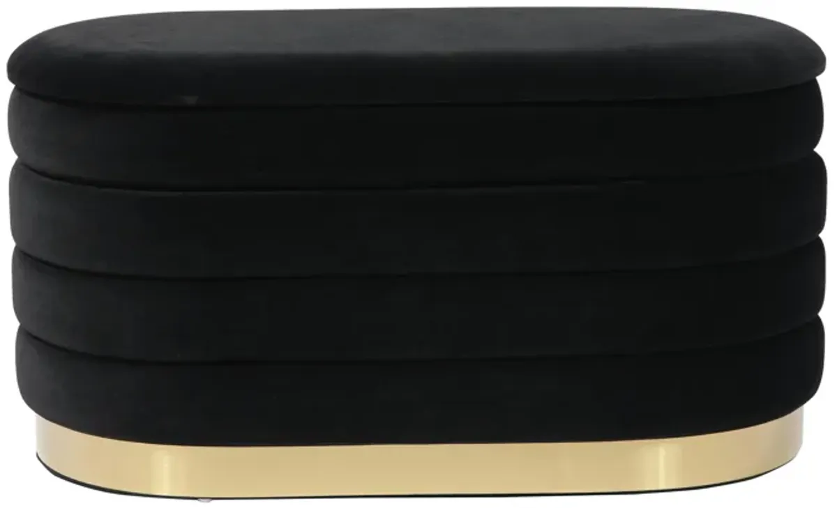 Lillian Black Velvet Storage Bench