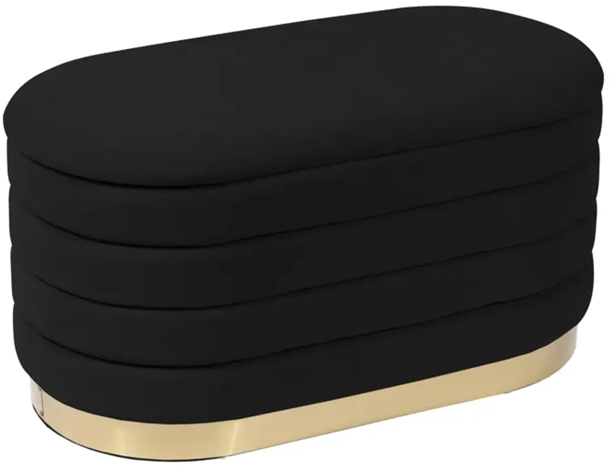 Lillian Black Velvet Storage Bench