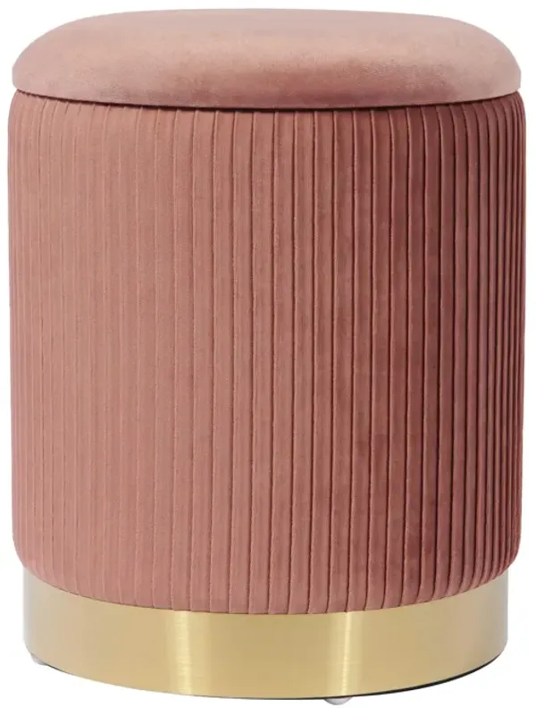 Zoe Blush Velvet Storage Ottoman