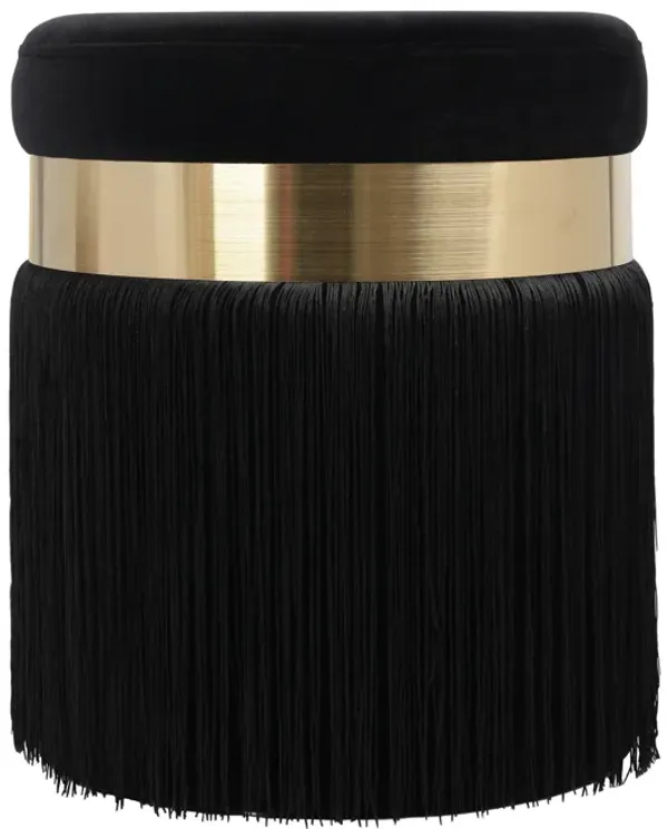 Melody Black Tasseled Ottoman