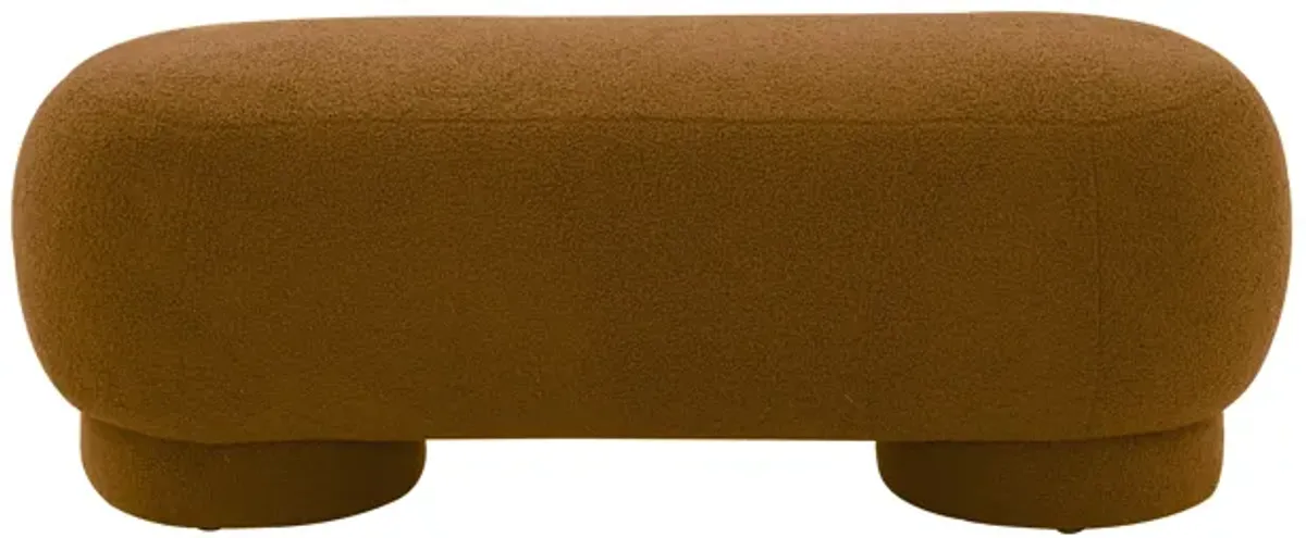 Mara Cinnamon Brown Vegan Shearling Ottoman