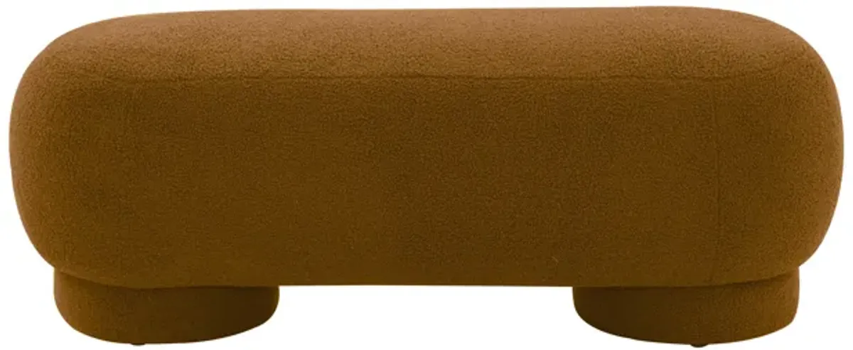 Mara Cinnamon Brown Vegan Shearling Ottoman