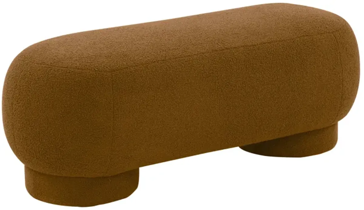 Mara Cinnamon Brown Vegan Shearling Ottoman