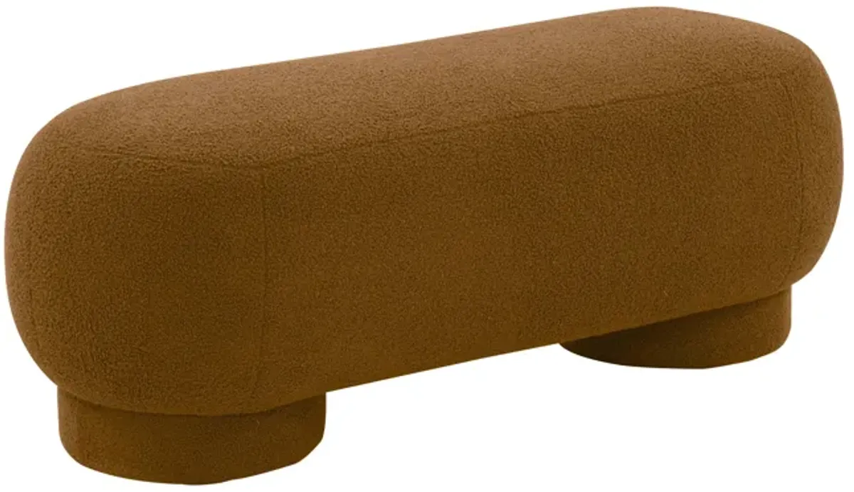 Mara Cinnamon Brown Vegan Shearling Ottoman