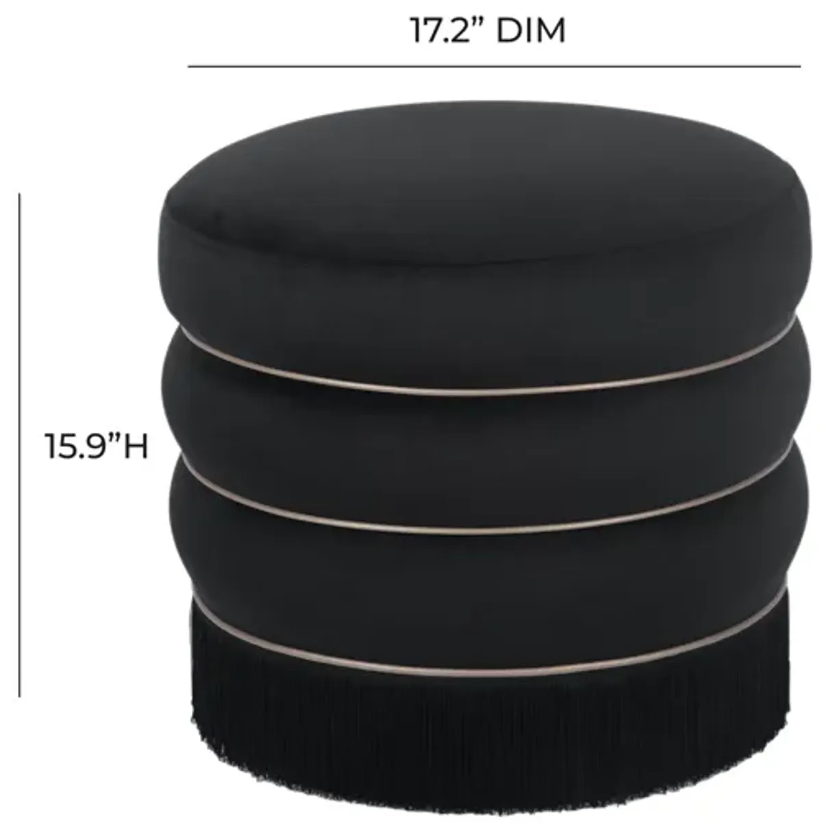 Lakka Black Velvet Ottoman