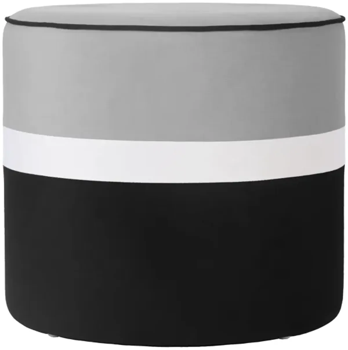 Klondike Grey & Black Velvet Ottoman