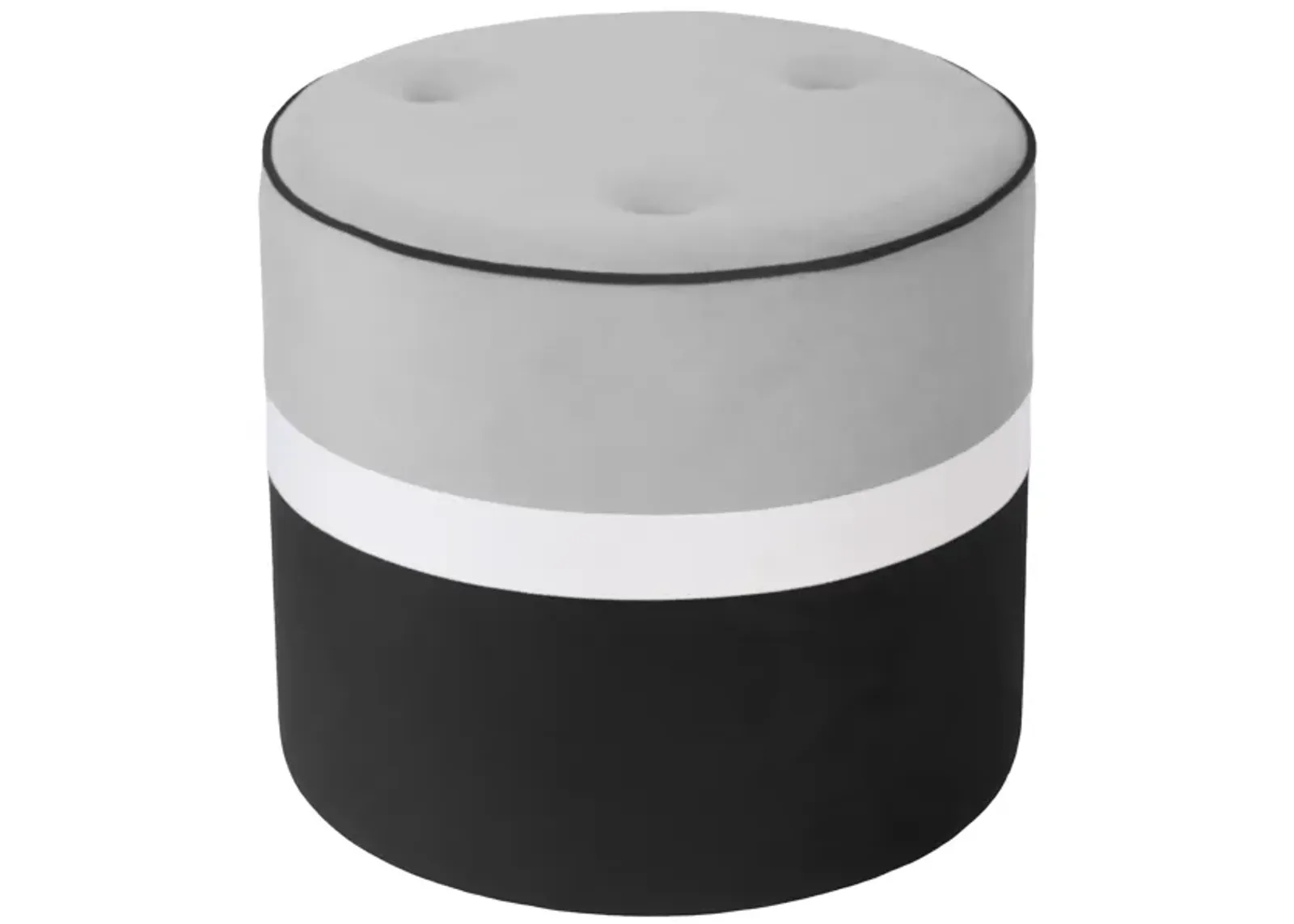 Klondike Grey & Black Velvet Ottoman