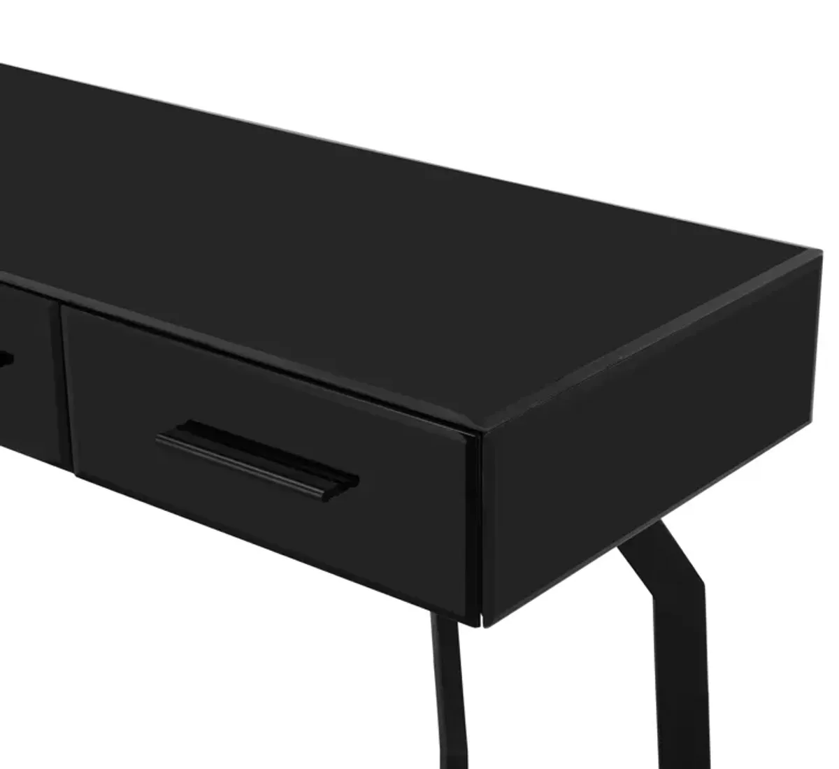 Santana Black Glass Desk Console Table