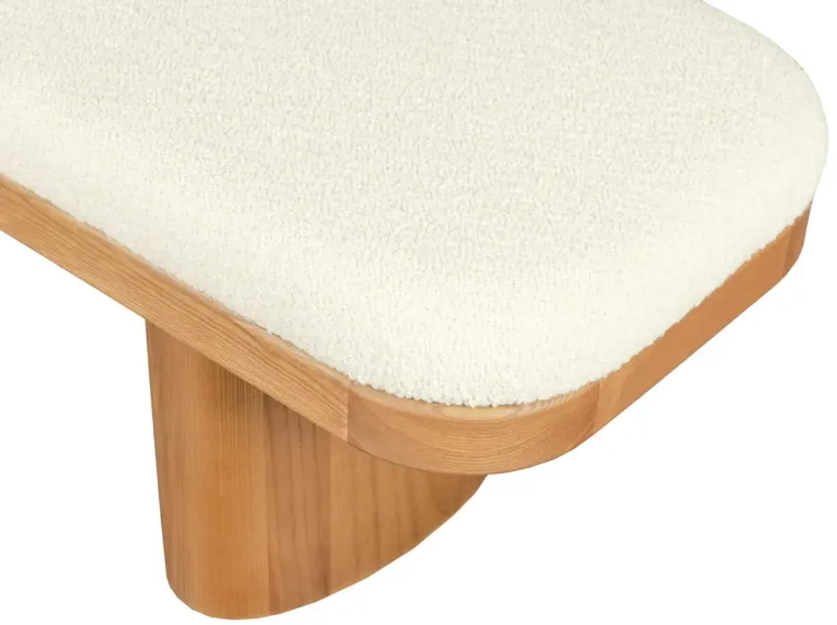 Ollie White Performance Boucle Wooden Bench