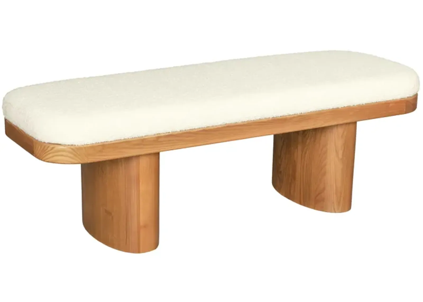 Ollie White Performance Boucle Wooden Bench