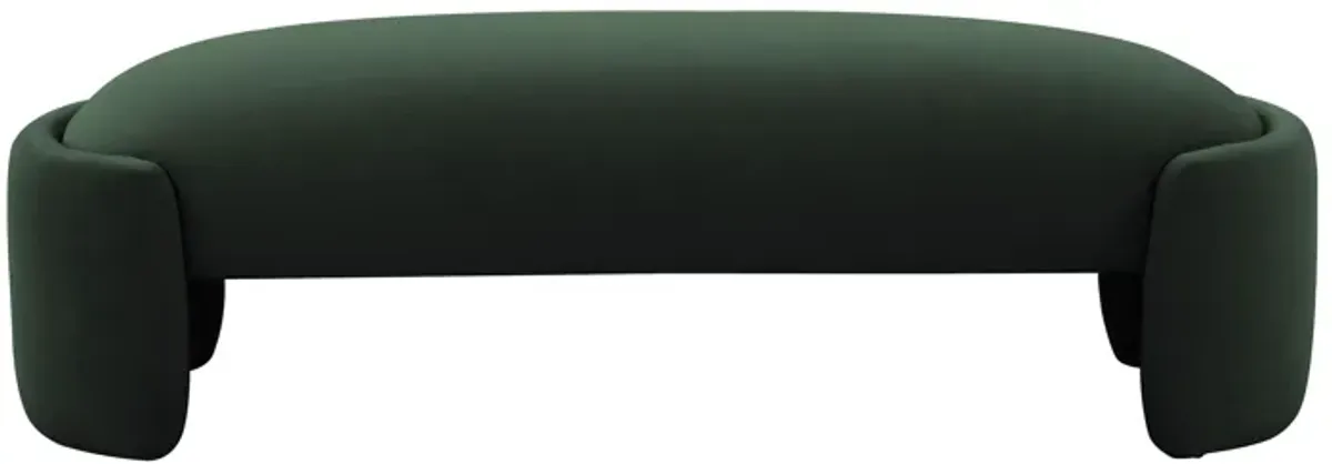 Toledo Forest Green Velvet Bench