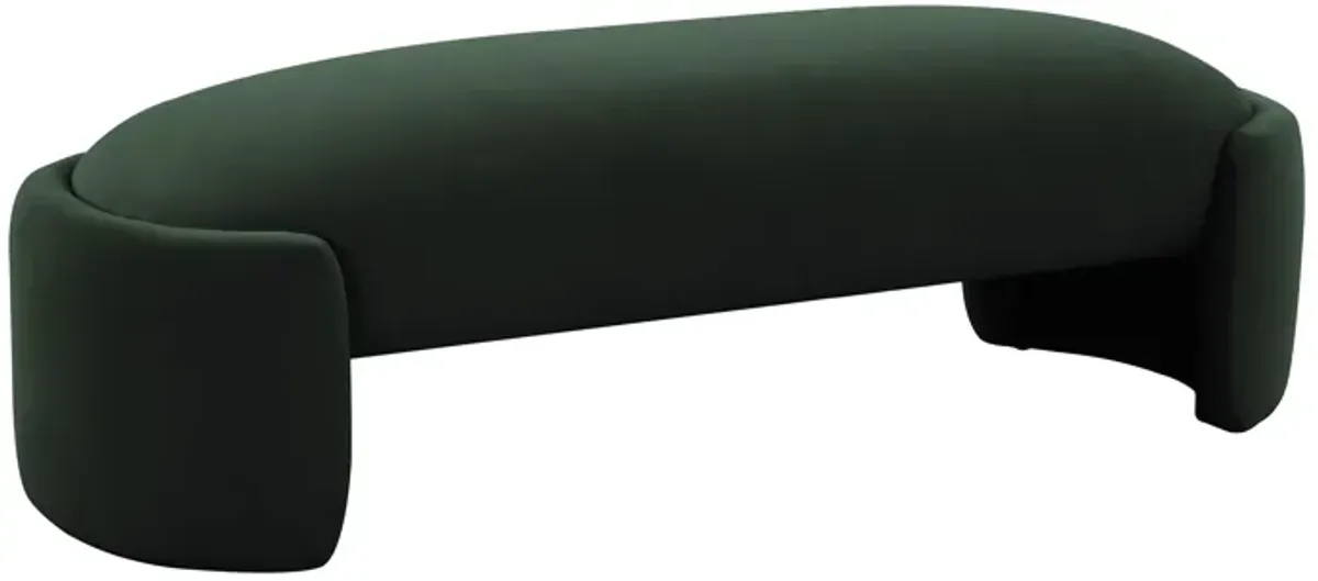 Toledo Forest Green Velvet Bench