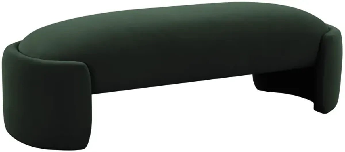 Toledo Forest Green Velvet Bench