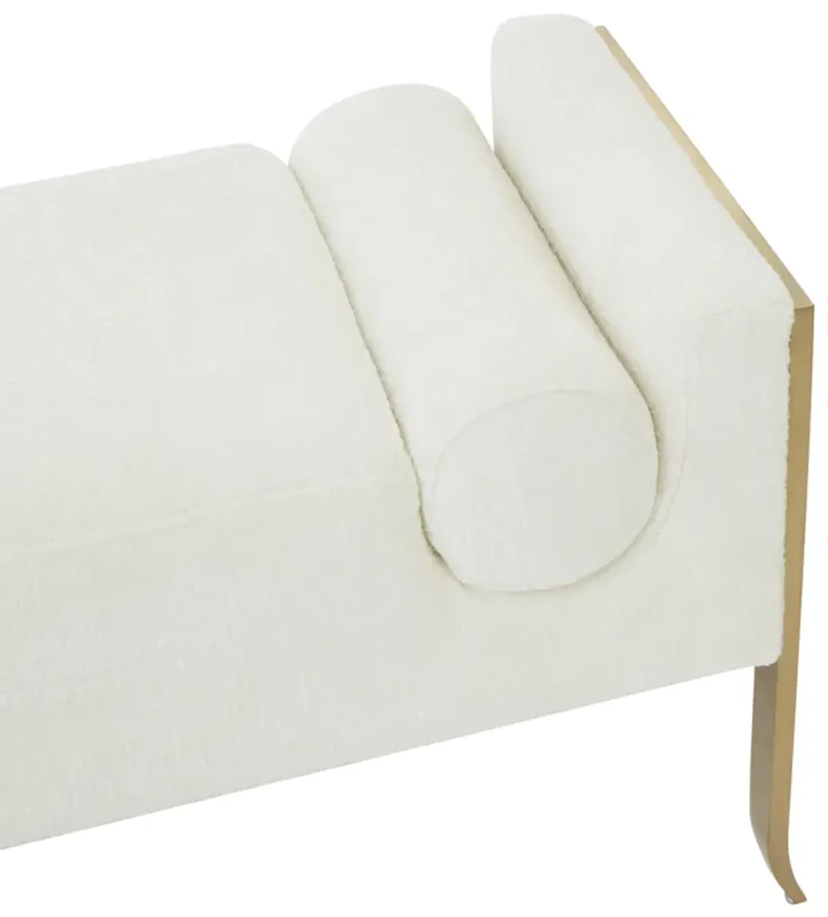 Ines Cream Textured Velvet Bench