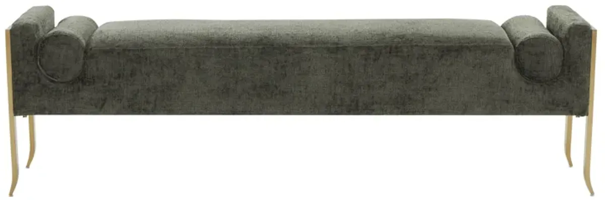 Ines Green Textured Velvet Bench