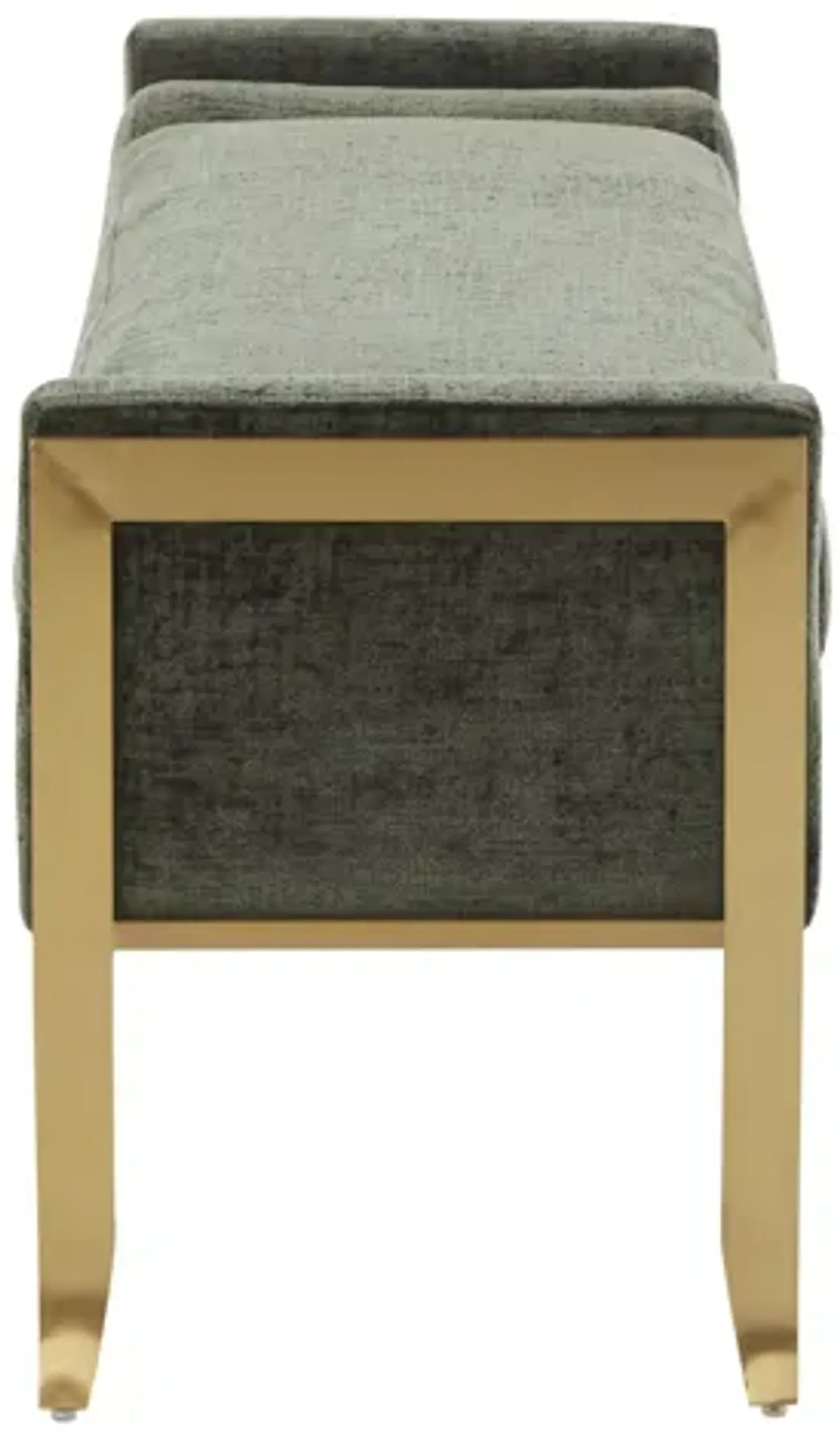 Ines Green Textured Velvet Bench