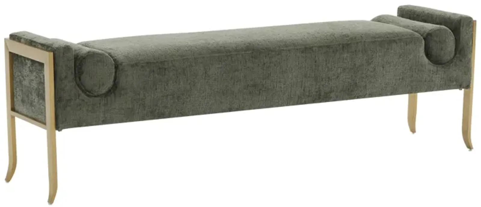 Ines Green Textured Velvet Bench