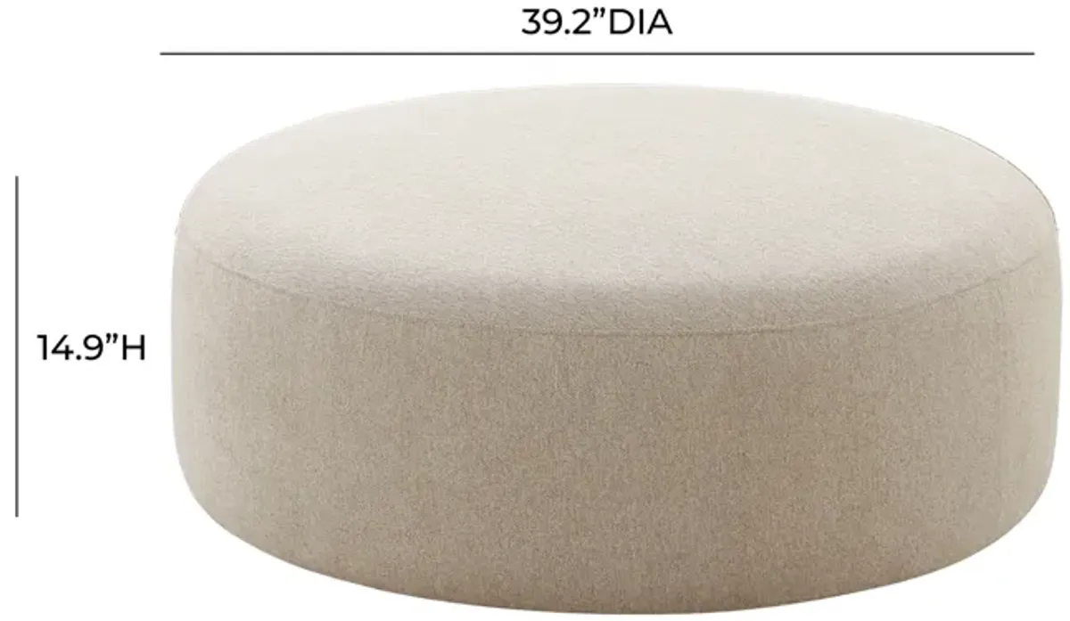 Broohah Beige Linen Ottoman