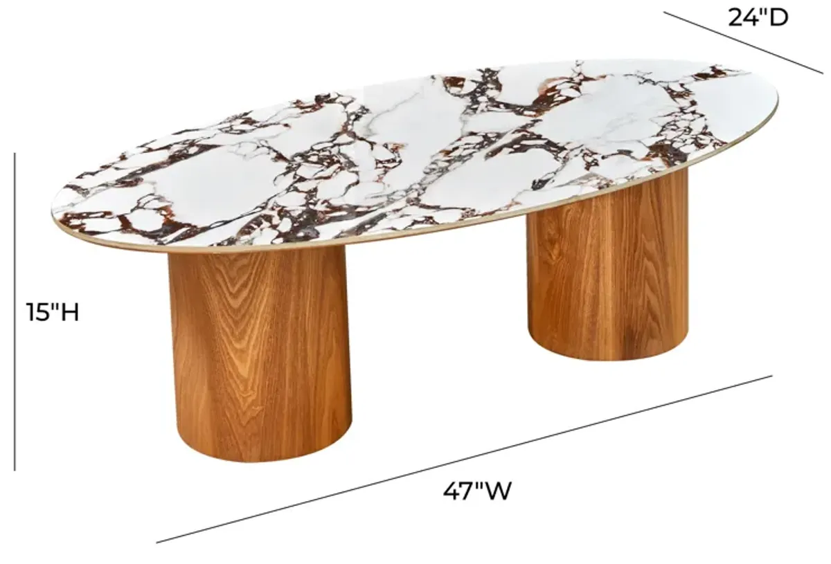 Tamara Marble Ceramic Oval Coffee Table