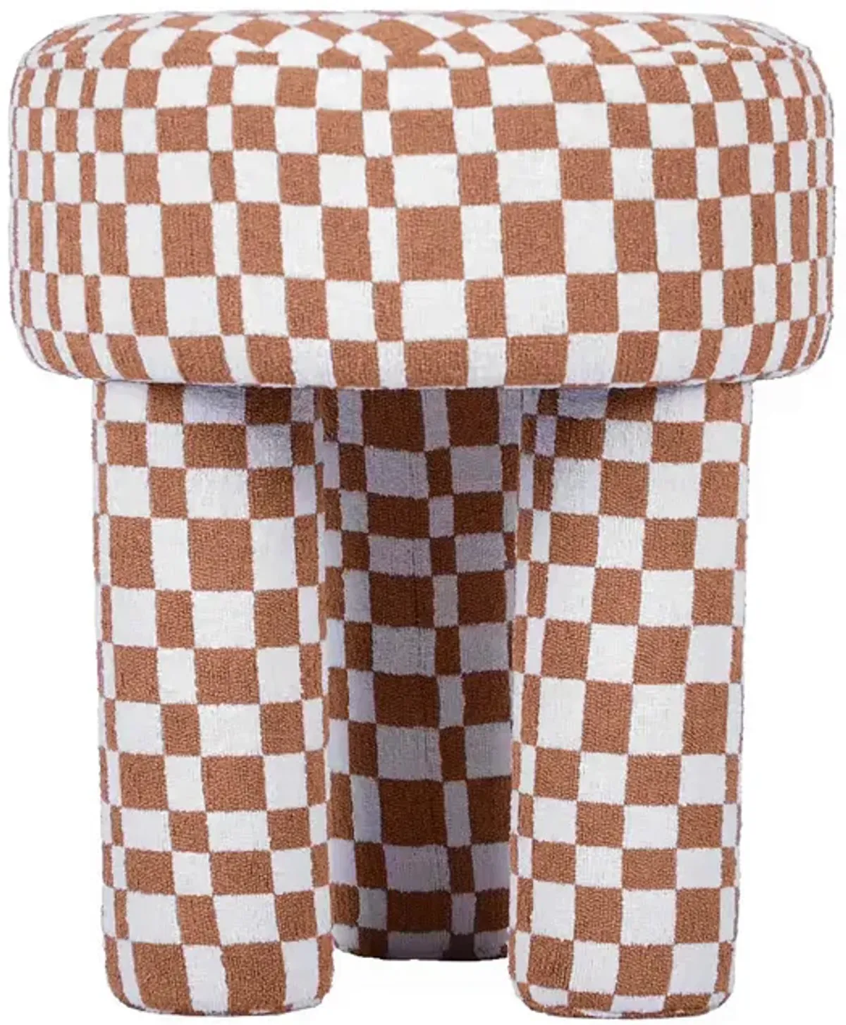 Claire Brown Checkered Boucle Stool