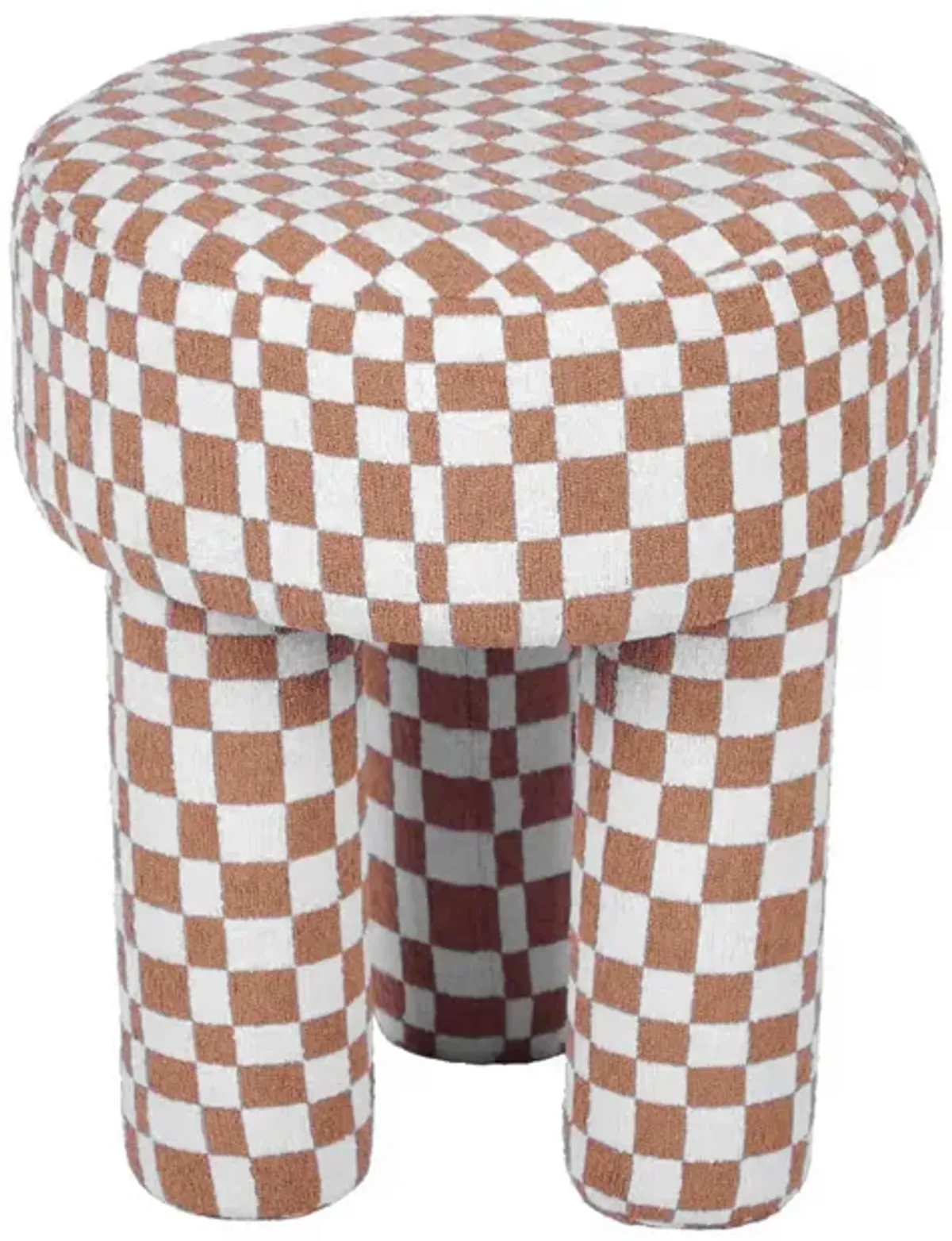 Claire Brown Checkered Boucle Stool