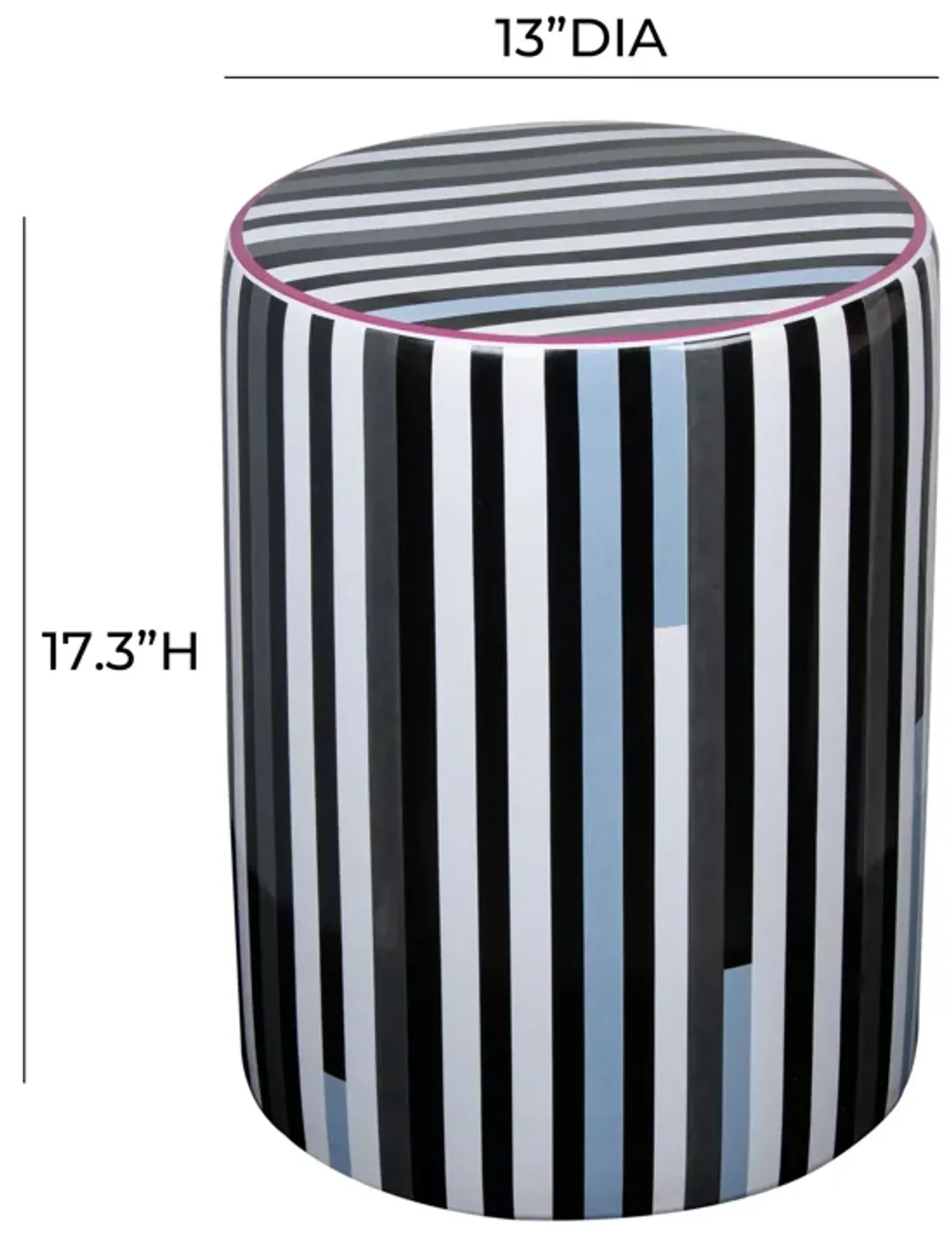 Taurus Ceramic Stool in Modern Stripes Print