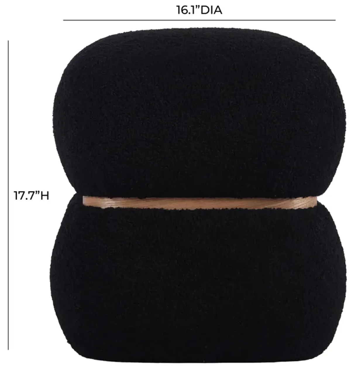 Helga Black Vegan Shearling Ottoman