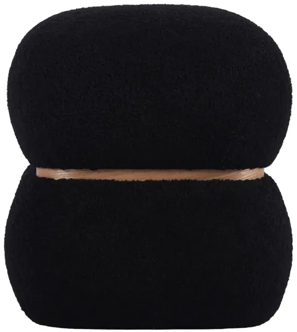 Helga Black Vegan Shearling Ottoman