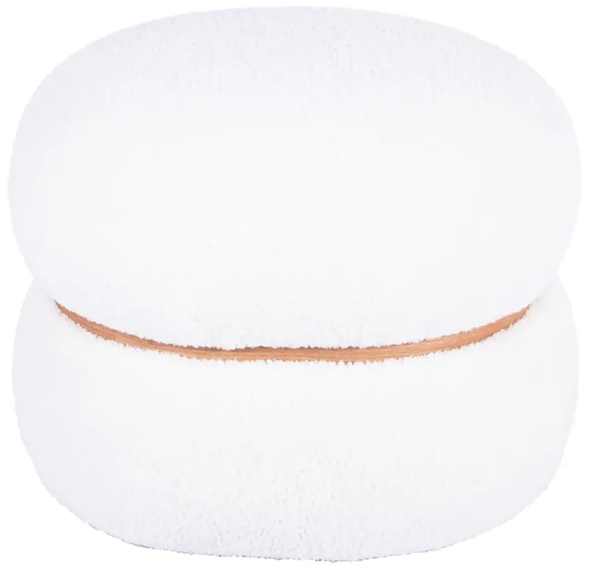 Helga White Vegan Shearling Oval Ottoman