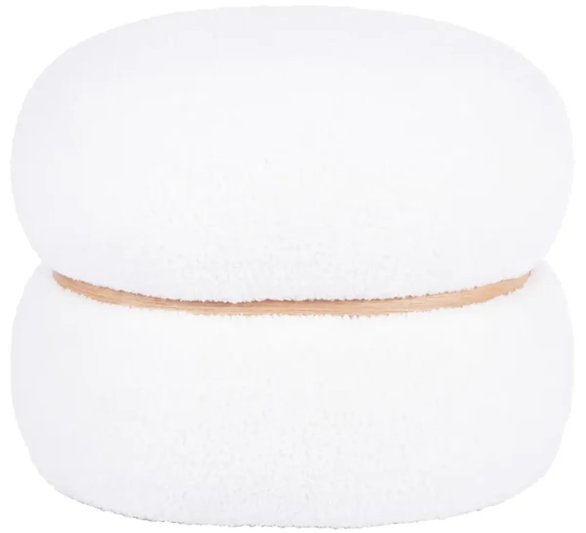 Helga White Vegan Shearling Oval Ottoman