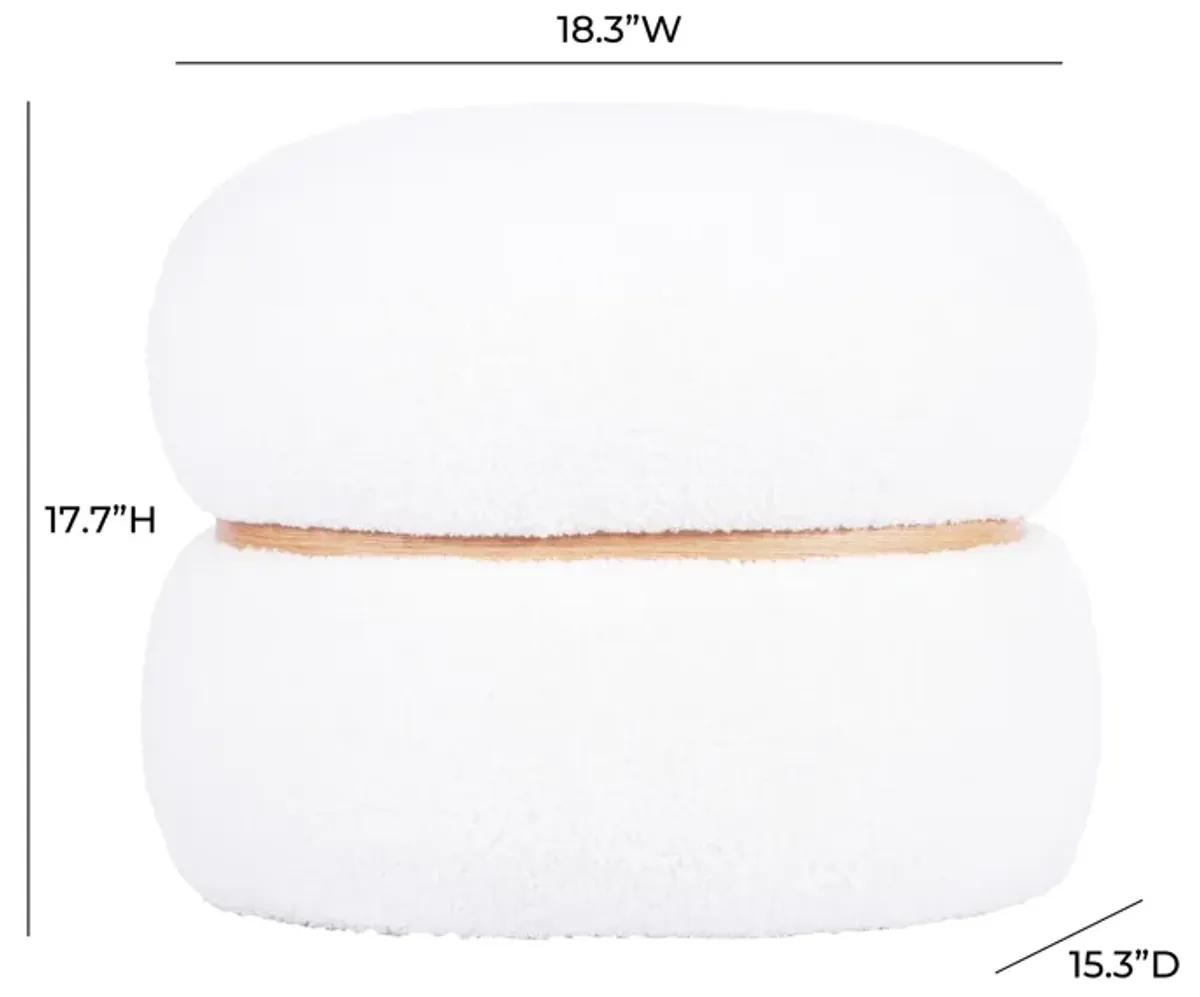 Helga White Vegan Shearling Oval Ottoman