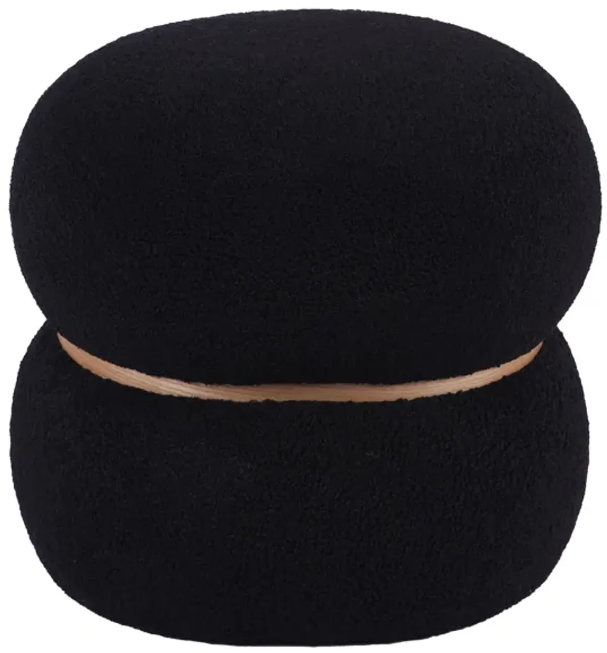 Helga Black Vegan Shearling Oval Ottoman